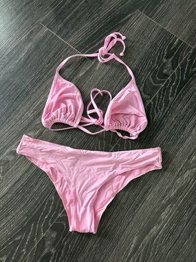 Pink Triangle String Bikini Set - Women